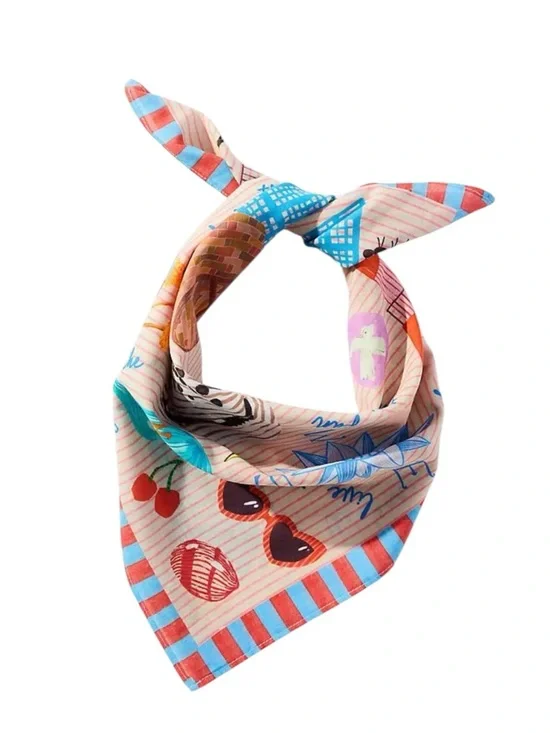 NWT Anthropologie Vismaya Summer Edit square scarf bandana Picnic Shells - Picture 2 of 3